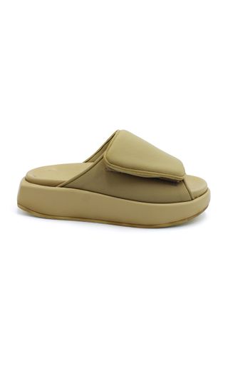 Gia Borghini + Padded Leather Platform Slide Sandals