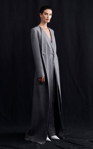 Studio Amelia + Monolith Wool Collarless Duster Coat