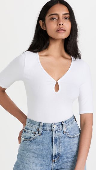 Enza Costa + Ribbed Knit Top