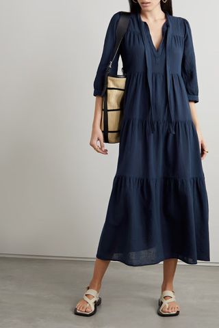 Honorine + Giselle Tiered Cotton-Gauze Midi Dress