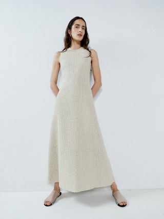 Raey + Sleeveless Nylon-Blend Raffia Shift Dress