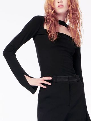 Victoria Beckham + Cut Out Detail Top in Black