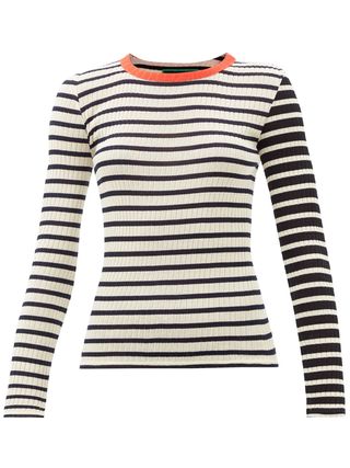 La Fetiche + Jackie Bis Striped Rib-Knitted Cotton Top