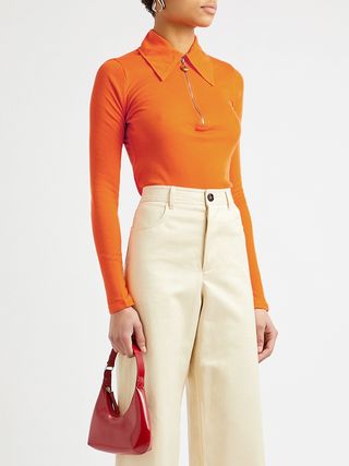 Rejina Pyo + Jasmine orange half-zip jersey top