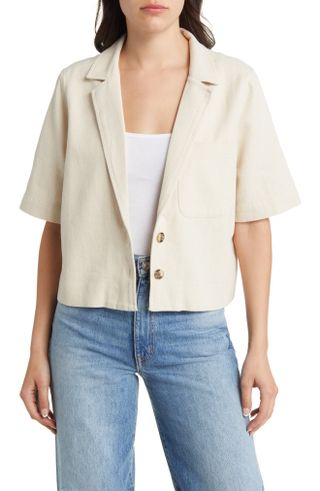 Treasure 
Bond + Crop Cotton Twill Blazer