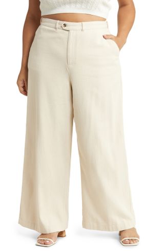 Treasure & Bond + Wide Leg Cotton Twill Trousers