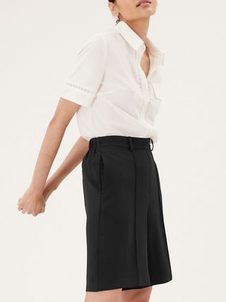 M&S Collection + Twill Pleat Front Bermuda Shorts