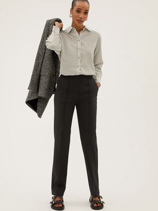 M&S Collection + Jersey Straight Leg Trousers
