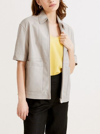 Autograph + Leather Collared Short Jacket