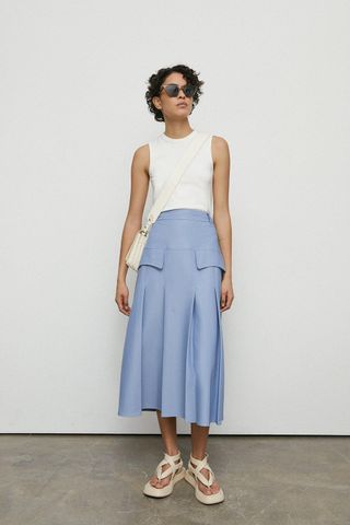 Warehouse + Pleat Front Pocket Detail Skirt