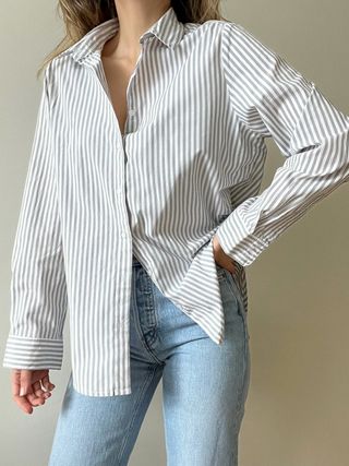Vintage + Striped Cotton Button Down Shirt