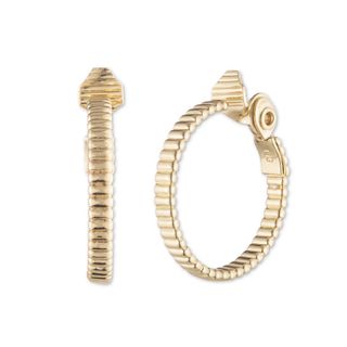 Lauren Ralph Lauren + Gold Tone Ribbed Hoop Earrings