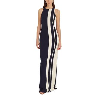 Lauren Ralph Lauren + Striped Crepe Sleeveless Gown