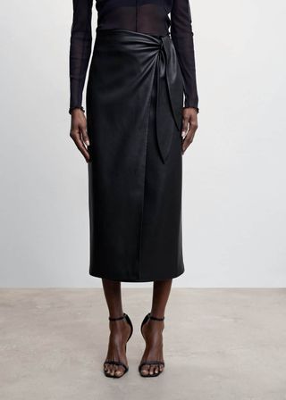 Mango + Leather Effect Cross Skirt