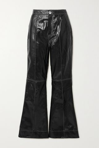 Ganni + Leather Flared Pants