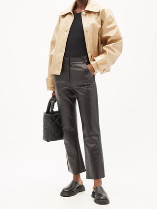 Stand Studio + Zoe High-Rise Leather Flared Trousers