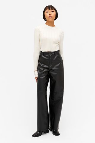 Monki + Faux Leather Trousers
