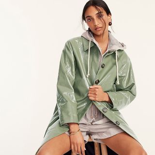 J. Crew + Collection Lightweight Trench Coat in Laminated Linen