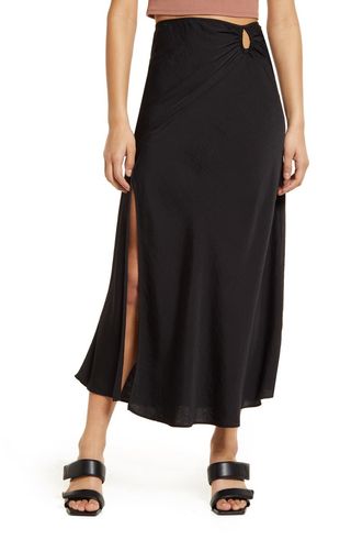 Topshop + Co-Ord Ruched Satin Maxi Skirt