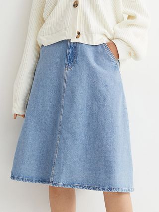 H&M + Knee-Length Denim Skirt