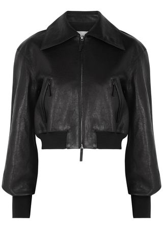 Khaite + Leather Bomber Jacket