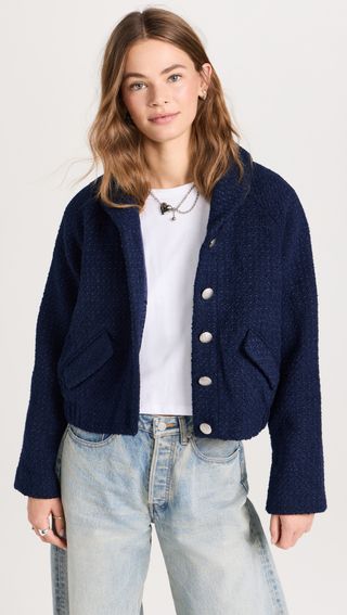Endless Rose + Boucle Tweed Buttoned Bomber