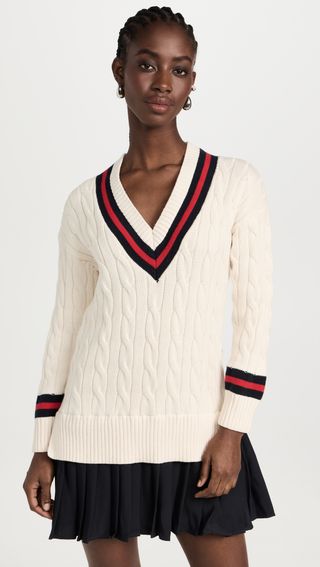 English Factory + Cable Knit Pleated Sweater Dress