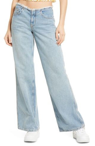 BDG + Puddle Raw Waist Low Rise Flare Jeans