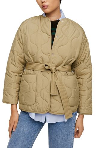 Mango + Quilted Snap-Up Jacket