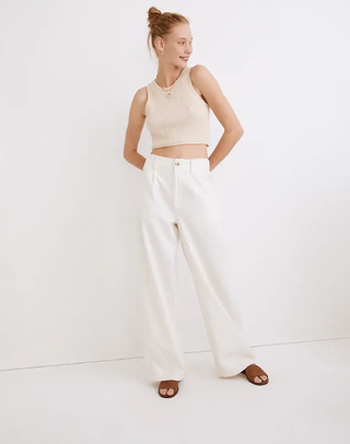 Madewell + Cotton-Linen Pleated Wide-Leg Pants