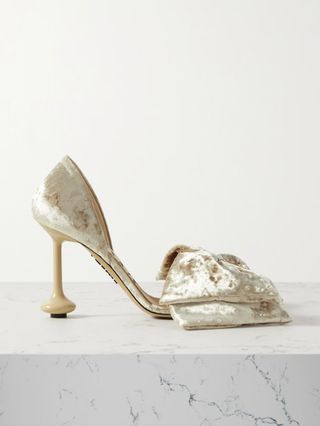 Loewe + Toy Bow-Detailed Crushed-Velvet Sandals
