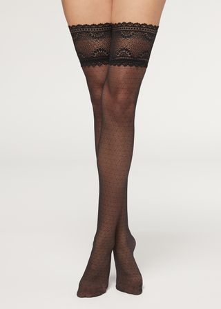 Calzedonia + Dotted 50 Denier Mesh Eco Thigh Highs