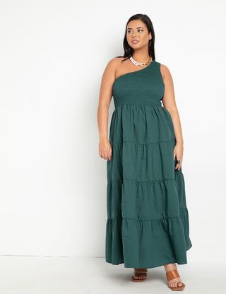 Eloquii + Smocked Bodice One Shoulder Dress