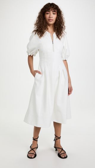 Proenza Schouler White Label + Faux Leather Puff Sleeve Dress