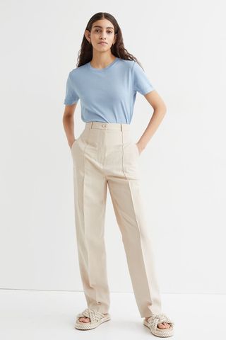 H&M + Tailored Linen-Blend Trousers