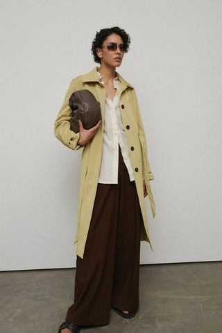 Warehouse + Faux Leather Snake Trench Coat