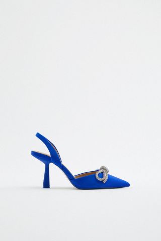 Zara + Embellished Bow Heeled Slingbacks