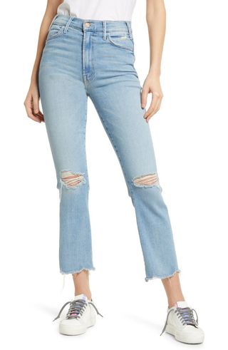 Mother + The Hustler High Waist Chewed Ankle Jeans