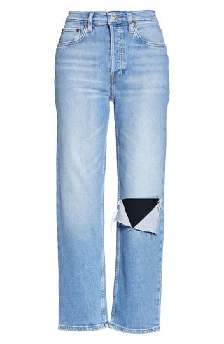 RE/DONE + '70s Stove Pipe Cropped Jeans