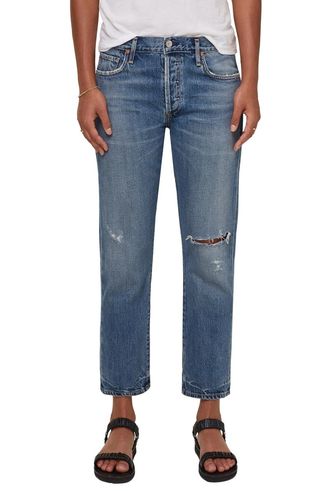 Citizens of Humanity + Emery Ripped High Waist Crop Straight Leg Jeans