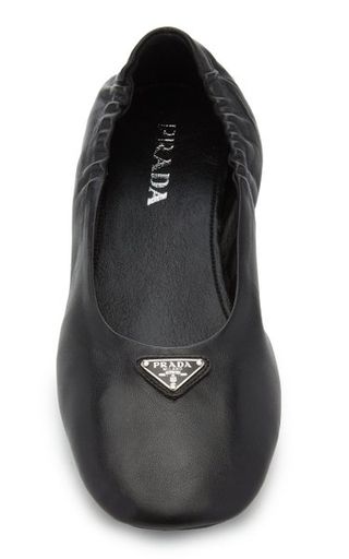 Prada + Logo-Detailed Leather Ballet Flats
