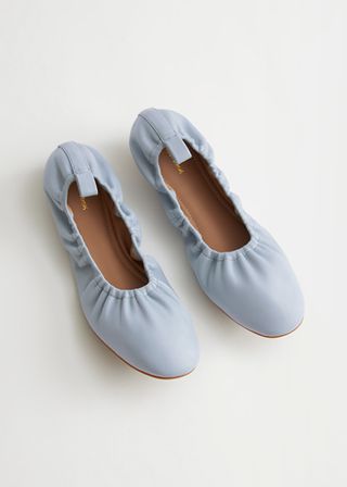 & Other Stories + Gathered Leather Ballerina Flats