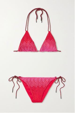 Missoni + Mare Metallic Crochet-Knit Halterneck Triangle Bikini