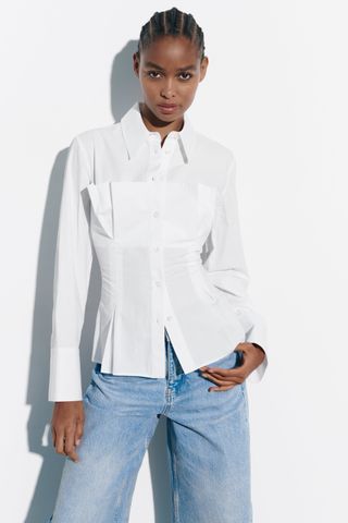 Zara + Corset Style Poplin Shirt