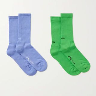 Socksss + Set of Two Intarsia Stretch Organic Cotton-Blend Socks