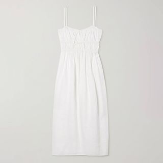 Faithfull the Brand + Francesca Shirred Linen Midi Dress