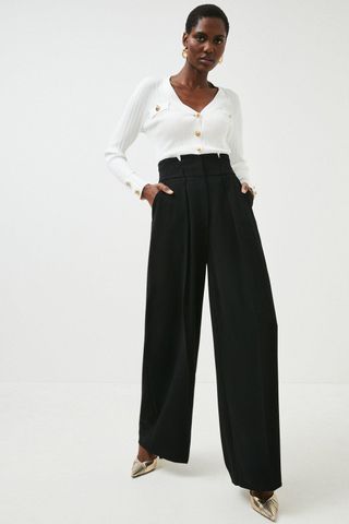 Karen Millen + Soft Tailored Wide Leg Trouser