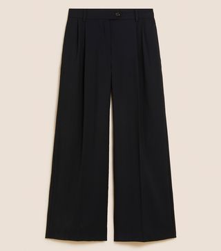 M&S Collection + Pleat Front Wide Leg Trousers