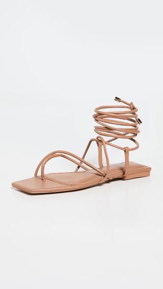 Jonathan Simkhai + Susan Square Toed Wrap Flat Sandals