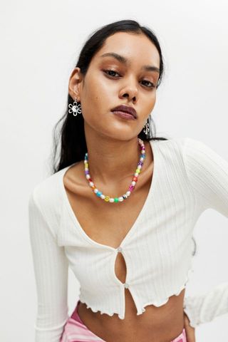 Blackcurrant Pop + Nnenna Rainbow Pearl Charm Choker Necklace